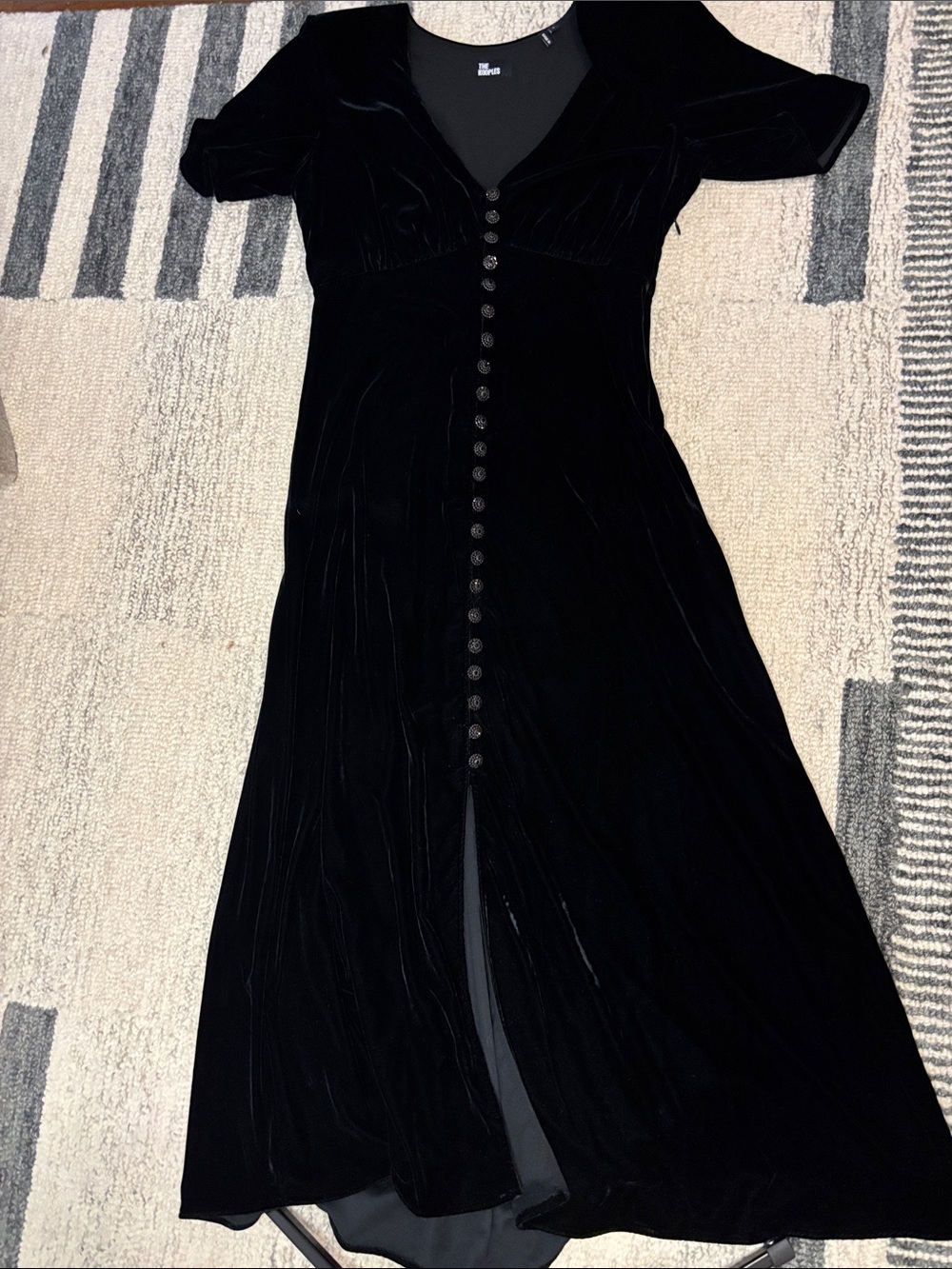 The Kooples Black Velvet Button-Front Maxi Dress